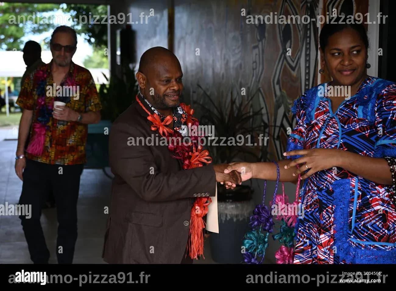 Vanuatu Fisheries Minister Jack Norris Kalmet (centre) arrives during ...